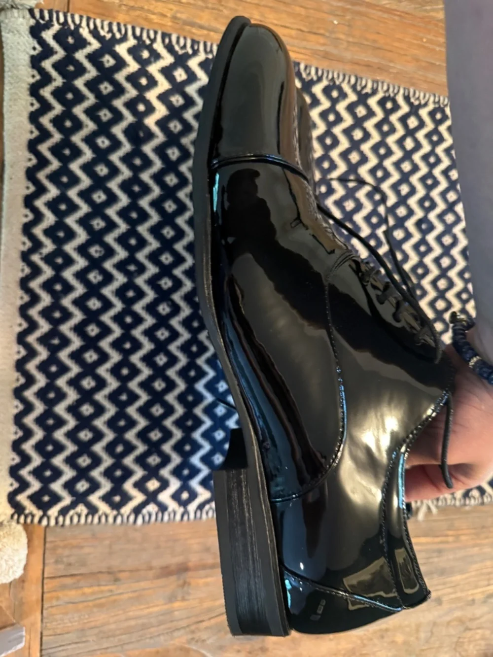 13W Stacy Adams Gala Cap Toe Oxford black patent tuxedo shoes